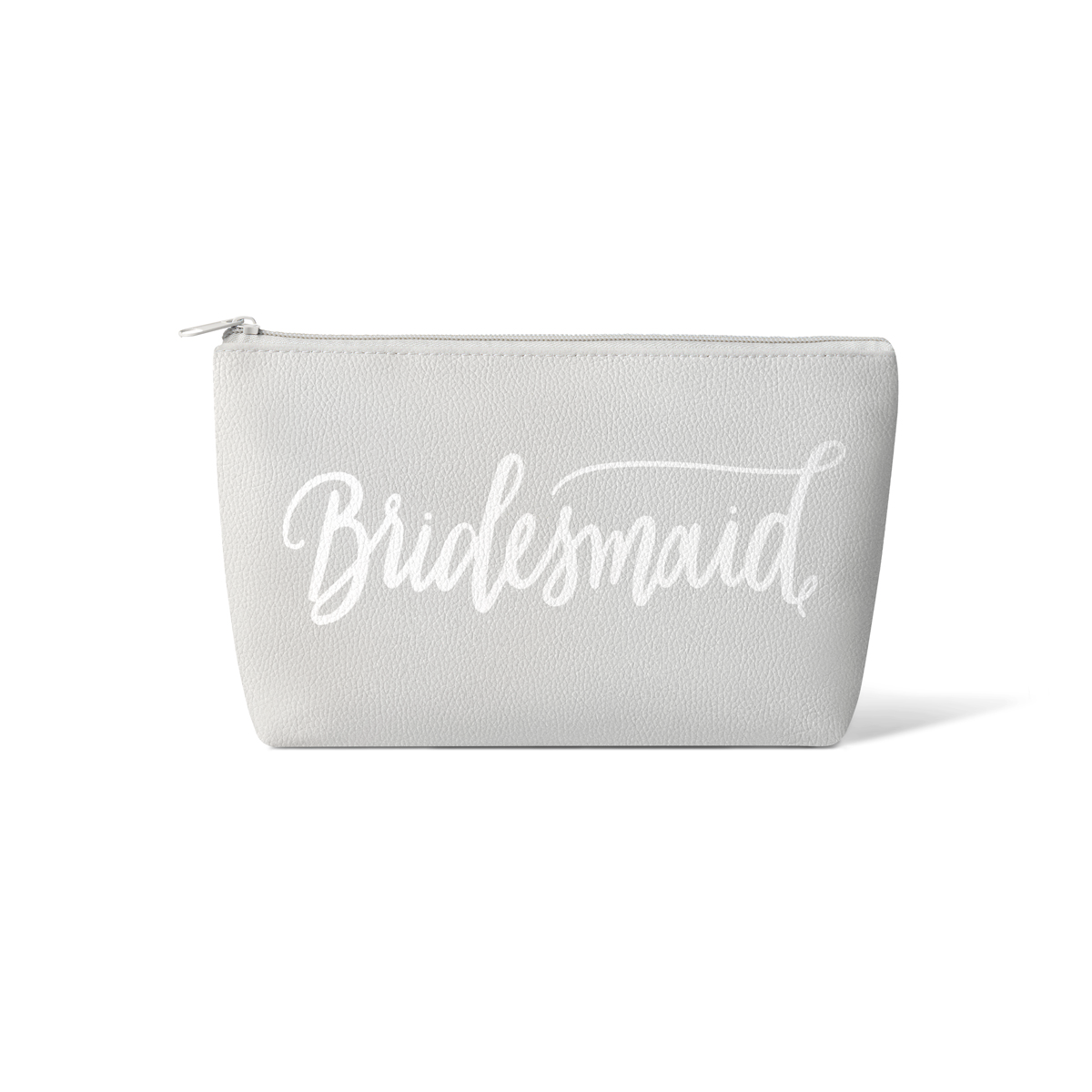 Grey Bridesmaid Makeup Bag in Faux Leather