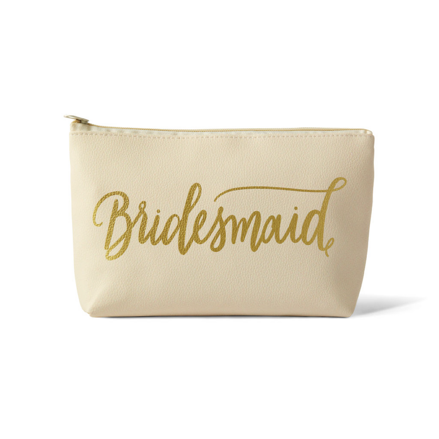 Cream Bridesmaid Makeup Bag in Faux Leather