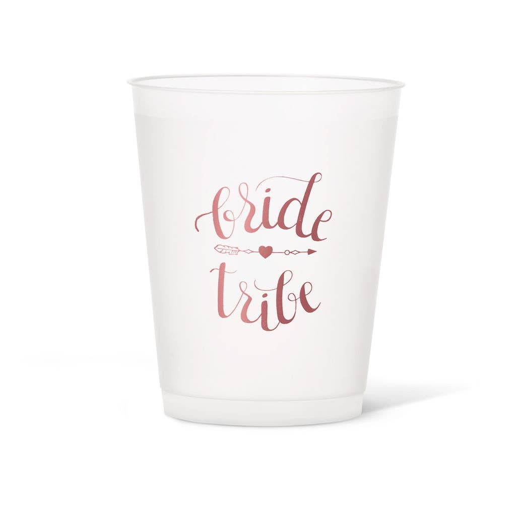 Set of 20 Bride Tribe 16 oz. Plastic Cups with Rose Gold