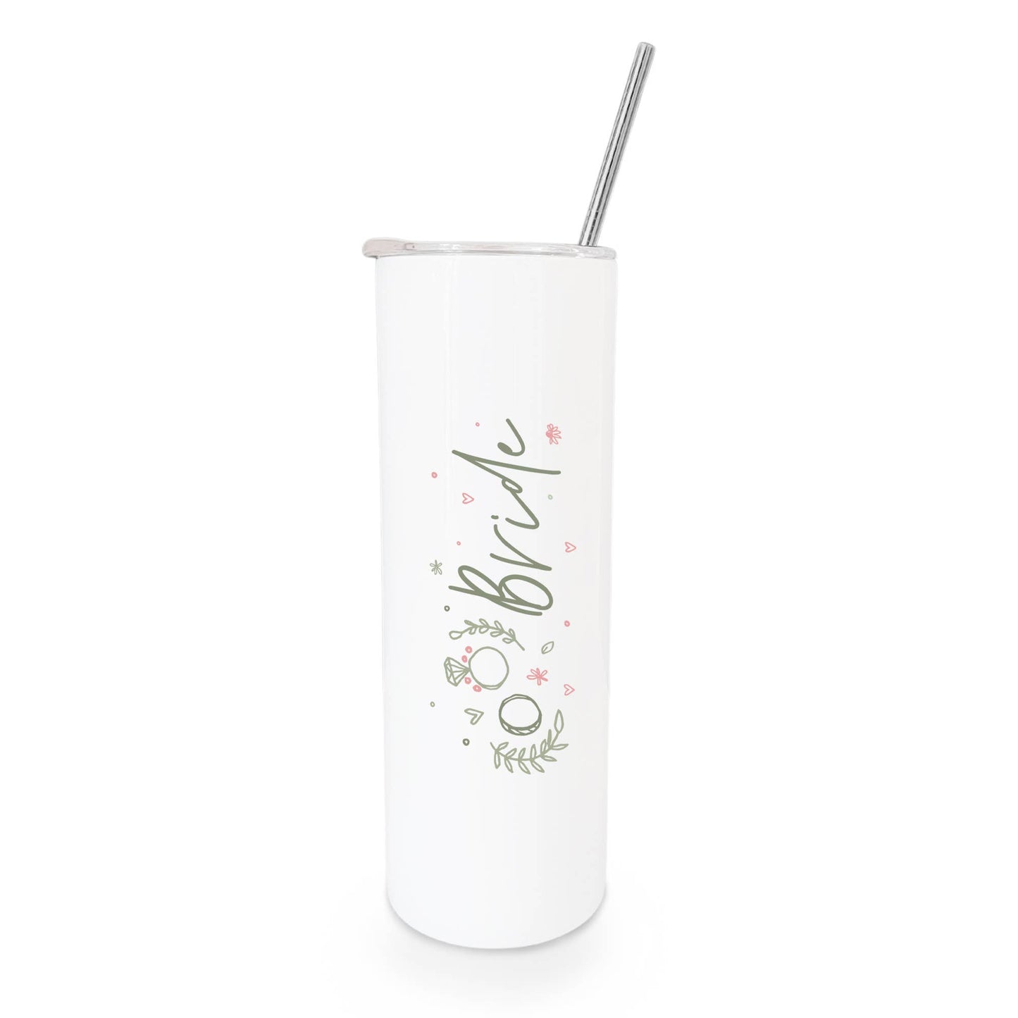 Floral Bride Skinny Stainless Steel Wedding Tumbler