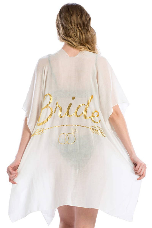 Bride lettering Wedding Theme Beach Wear Cover Up